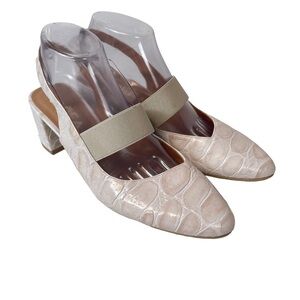 Gadea by Lodi Croc Embossed Slingback Block Heels Euro 41 Quiet Luxury